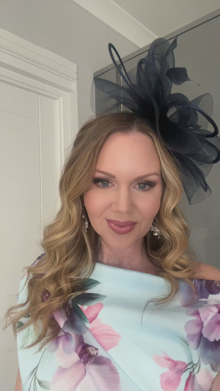 Alexis Navy Veil & Loop Fascinator