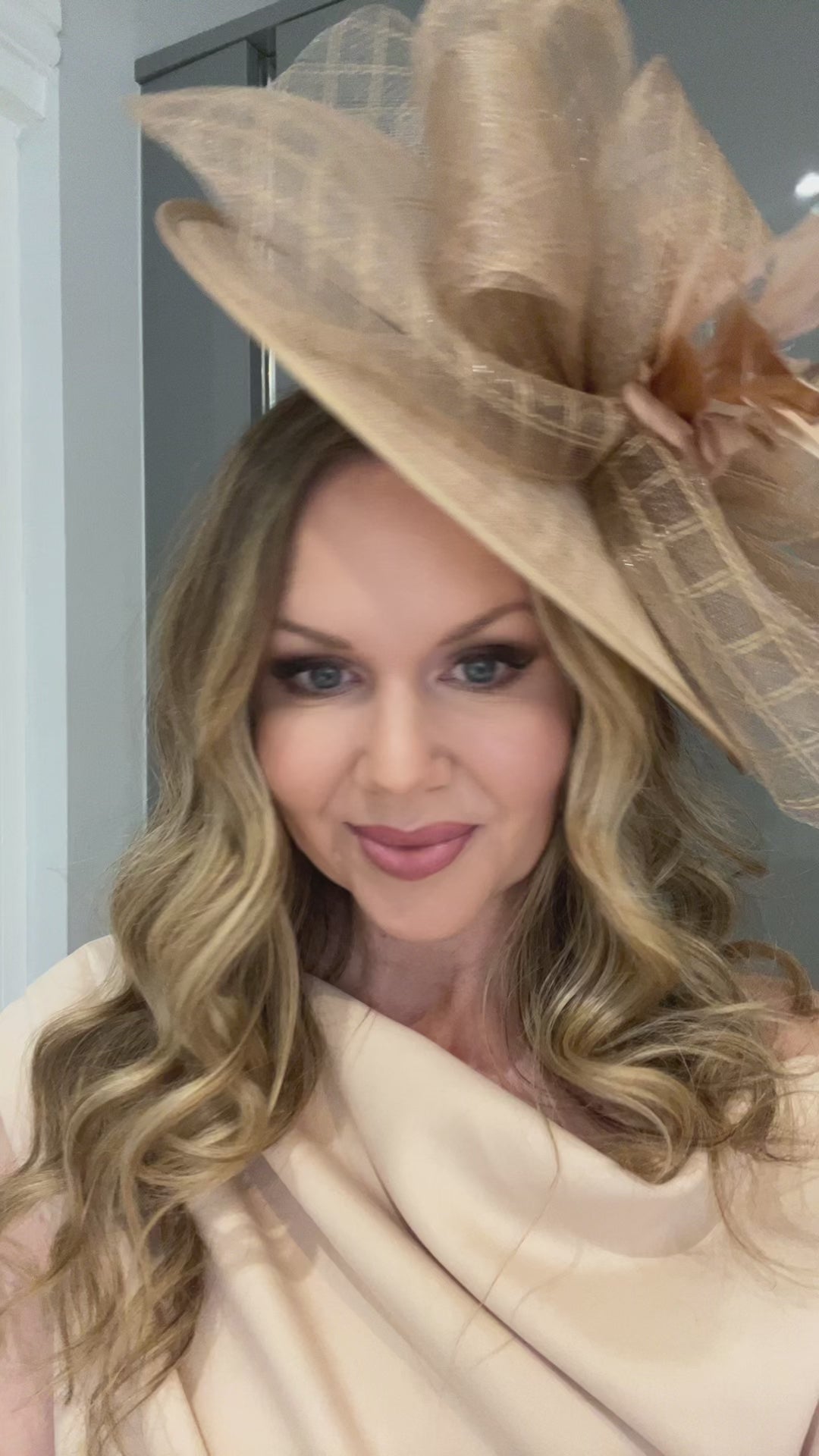 Aurelia Nude Champagne Floral Bow Large Hatinator