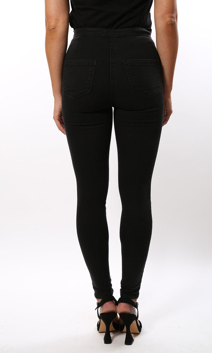 Dark Knight Black High Waist Knee Rips Skinny Jeggings