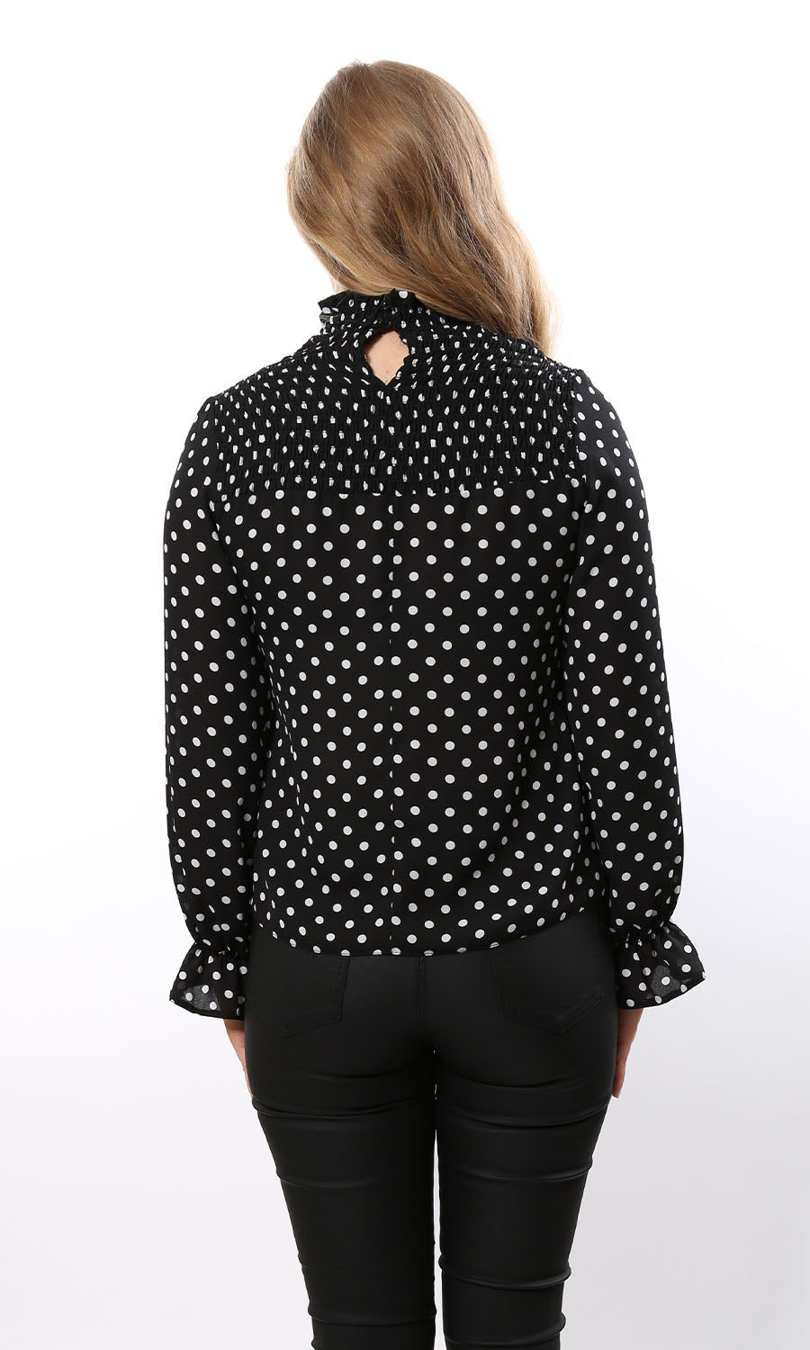 Dottie Black Polka Dot Long Sleeve Blouse
