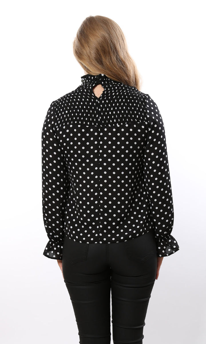 Dottie Black Polka Dot Long Sleeve Blouse