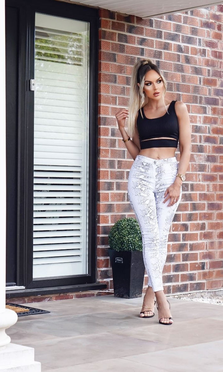 Dani Snake Print High Waist Skinny Jeans