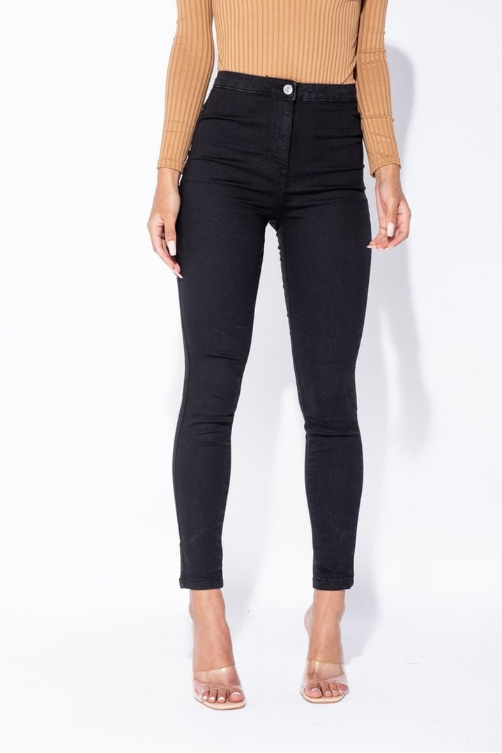 Hope Plain Black High Waist Stretchy Skinny Jeans