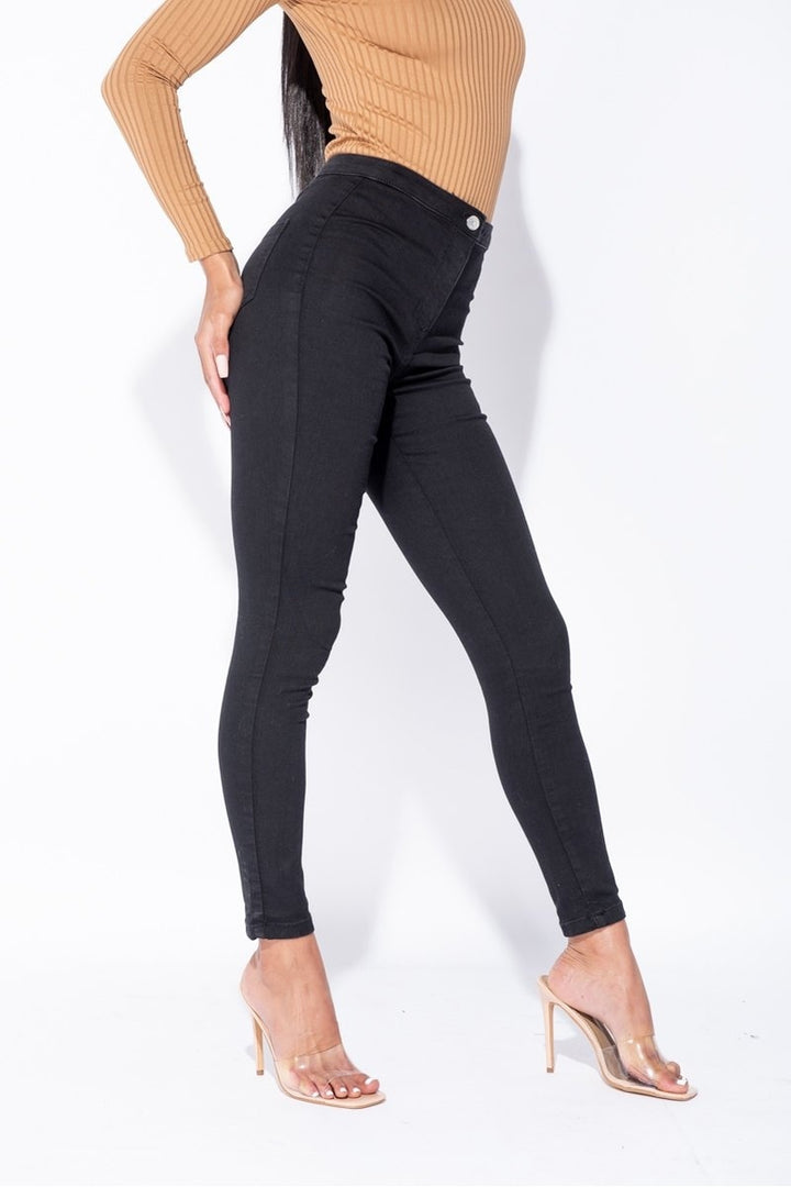 Hope Plain Black High Waist Stretchy Skinny Jeans