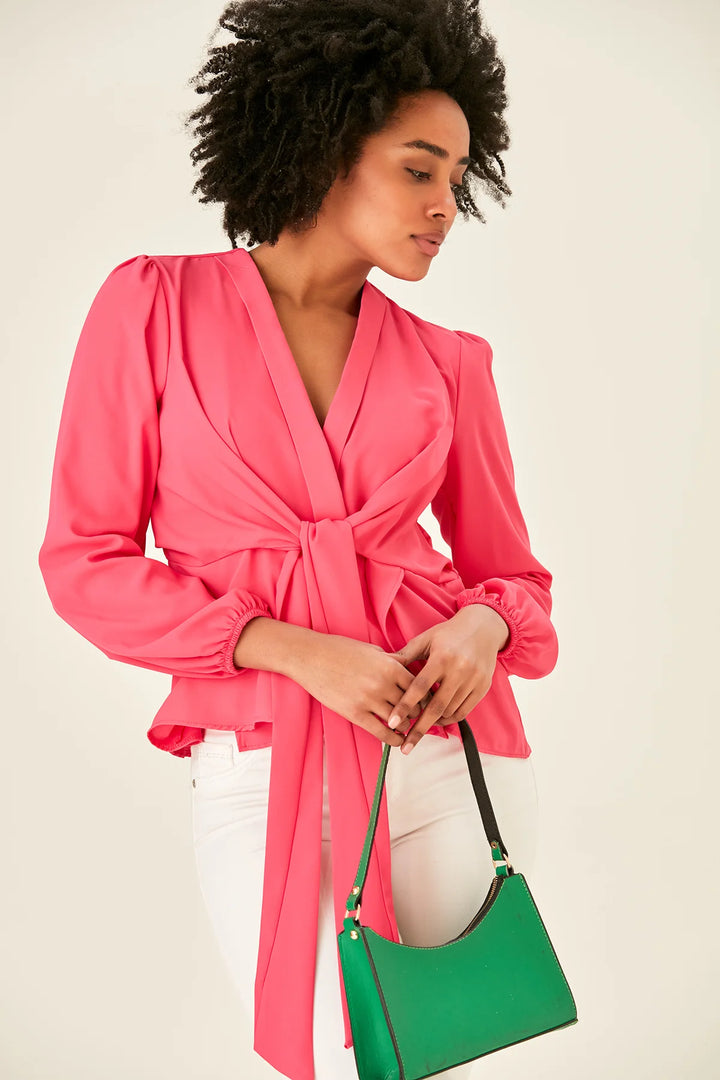 Jemima Pink Kimono Long Sleeve Blouse