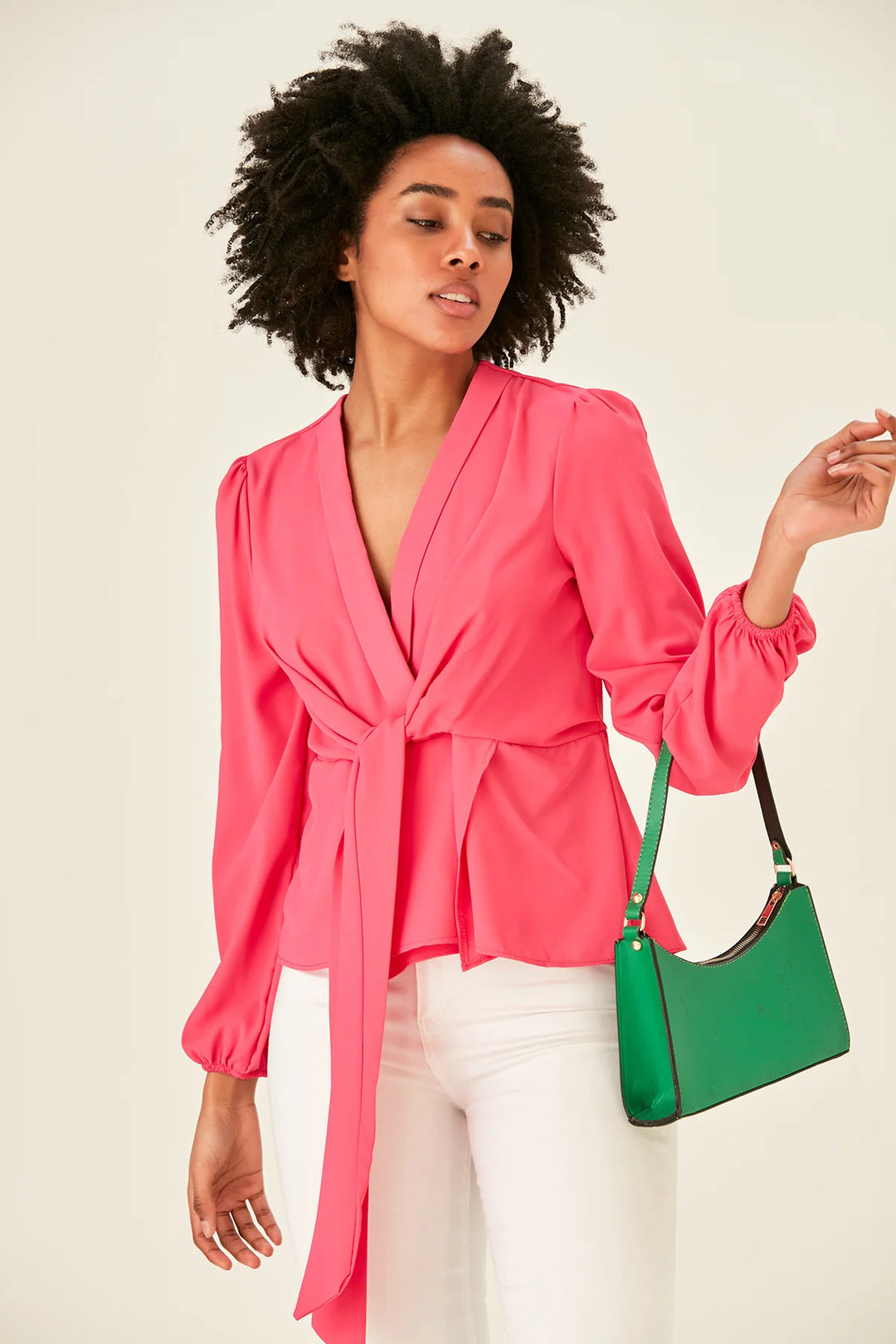 Jemima Pink Kimono Long Sleeve Blouse