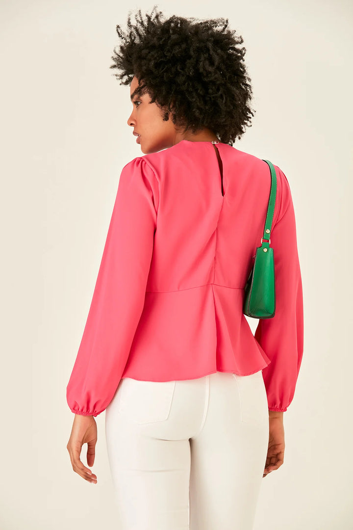 Jemima Pink Kimono Long Sleeve Blouse