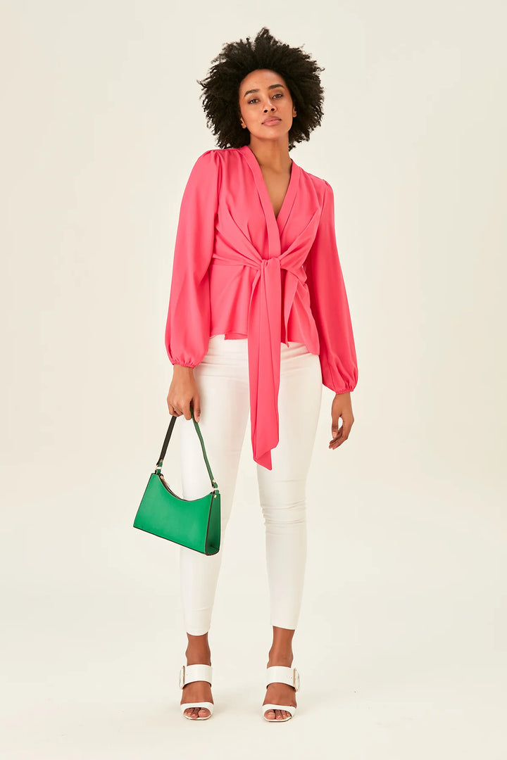 Jemima Pink Kimono Long Sleeve Blouse