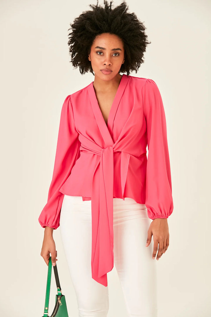 Jemima Pink Kimono Long Sleeve Blouse