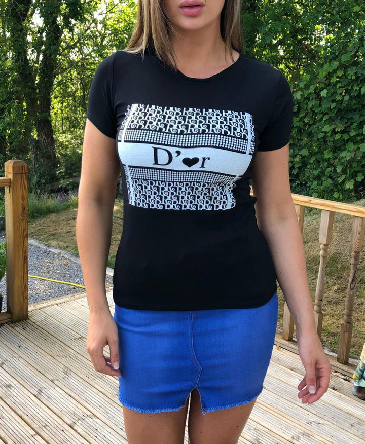 Paige Black D'or Slogan T-Shirt