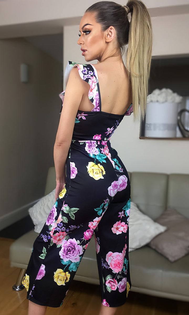 Suzanna Black Floral Culotte Jumpsuit