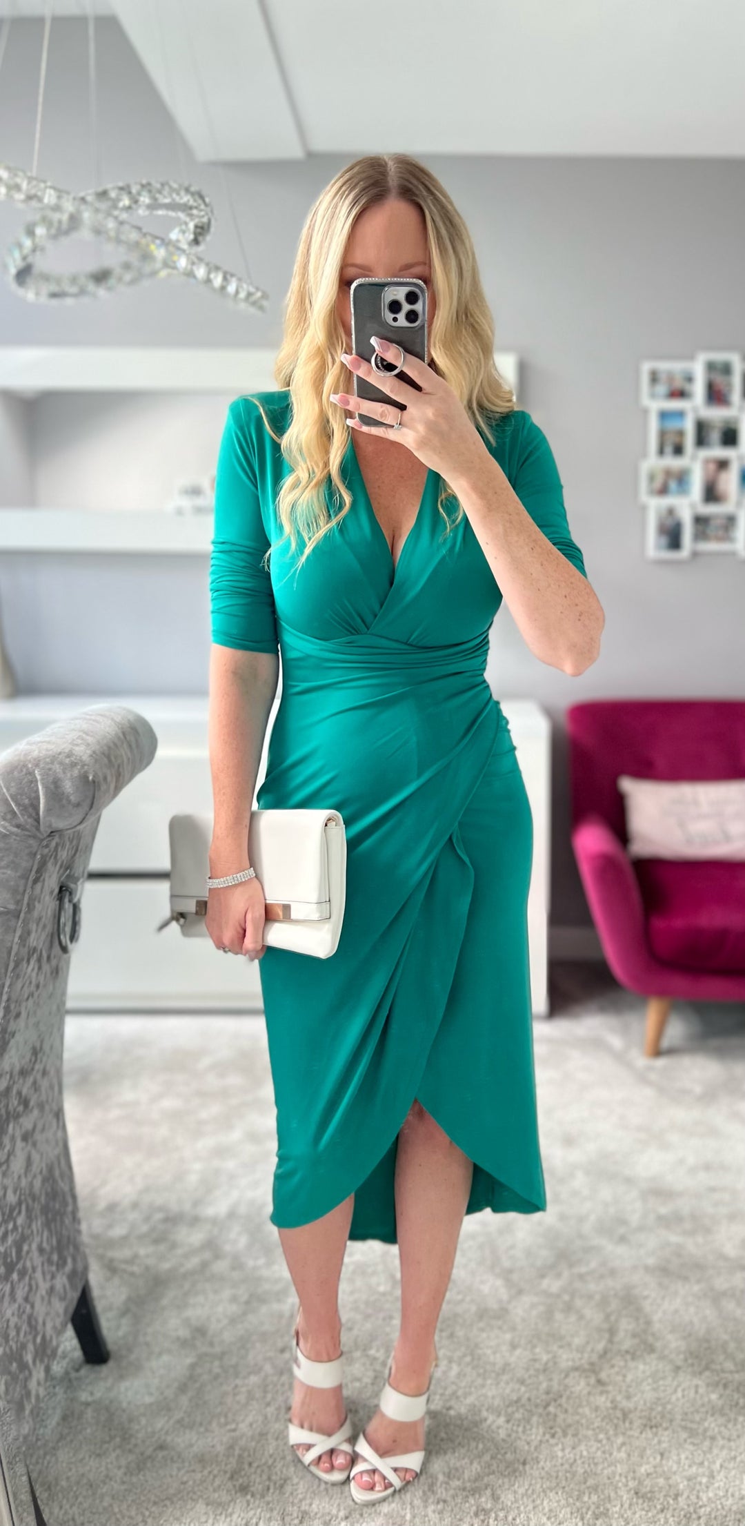 A Touch Of Class Green Long Sleeve Bodycon Wrap Midi/Maxi Dress